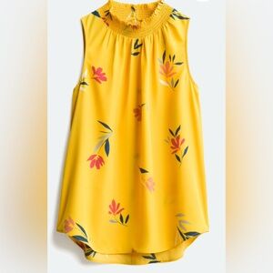 DANIEL RAINN Narien Smicked Floral Yellow Sleeveless Top - Size Large